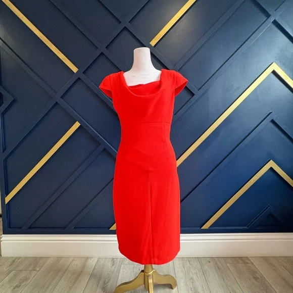 Black Halo cowl neck orange 🍊 sheath - Picture 3 of 12